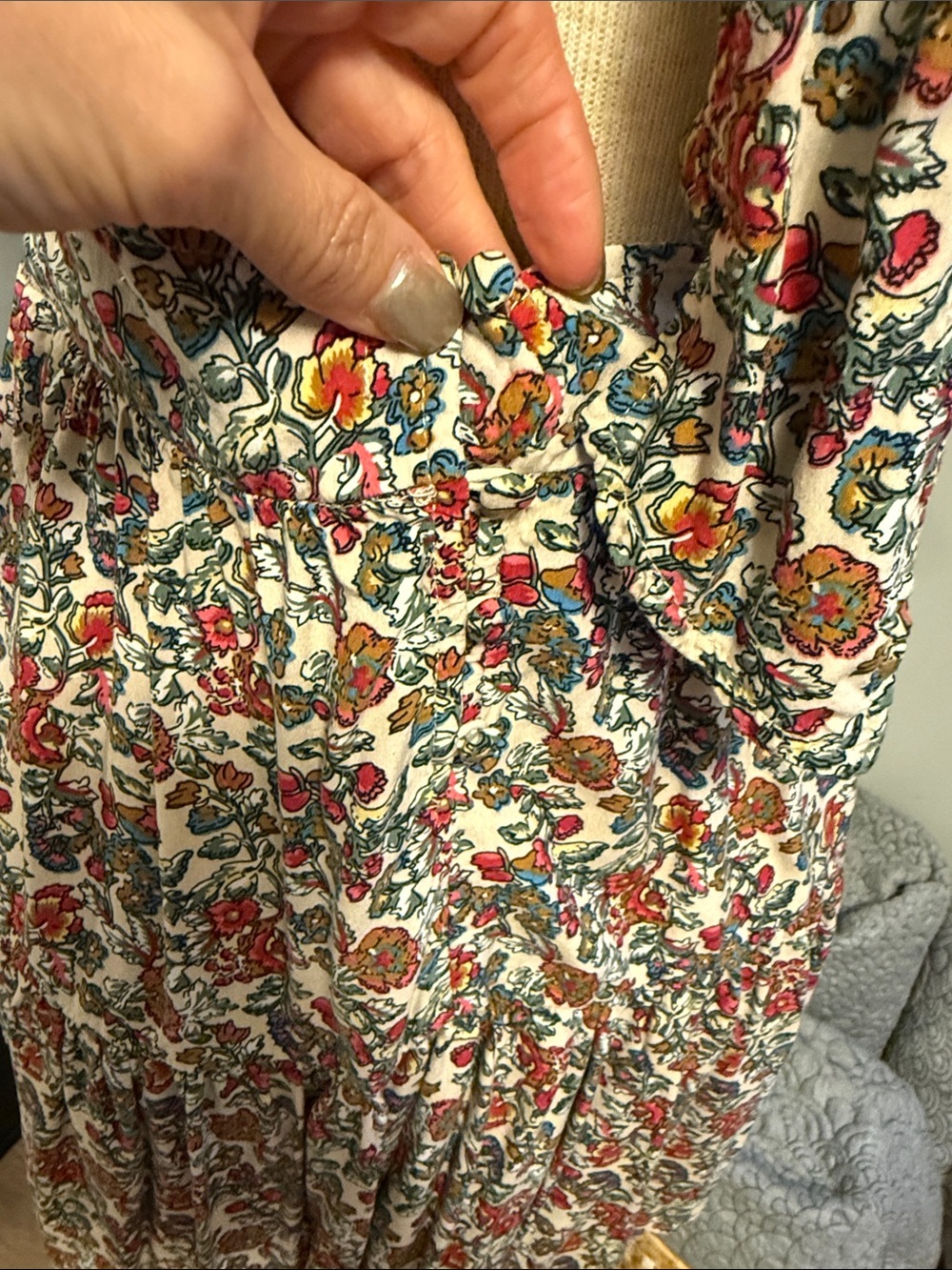 NATURAL LIFE Floral Mini Dress in White with Red and Green Accents - Picture 4 of 8